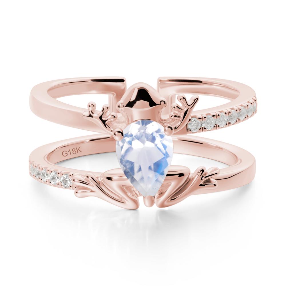 Moonstone Frog Double Band Ring - LUO Jewelry #metal_18k rose gold