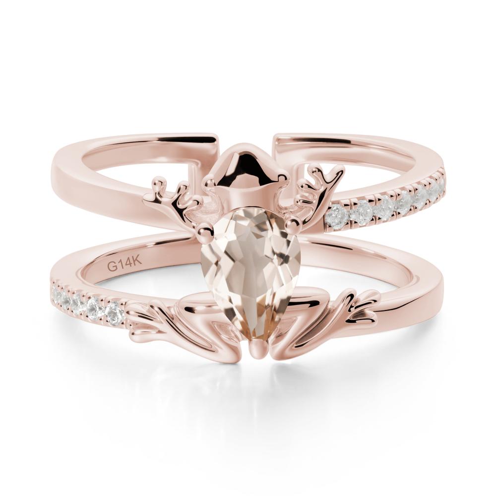 Pear Shaped Morganite Frog Open Ring - LUO Jewelry #metal_14k rose gold