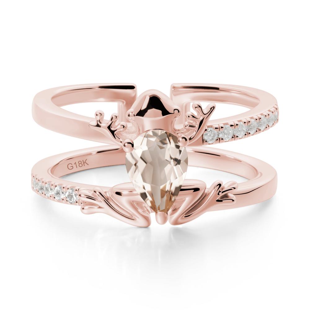 Pear Shaped Morganite Frog Open Ring - LUO Jewelry #metal_18k rose gold