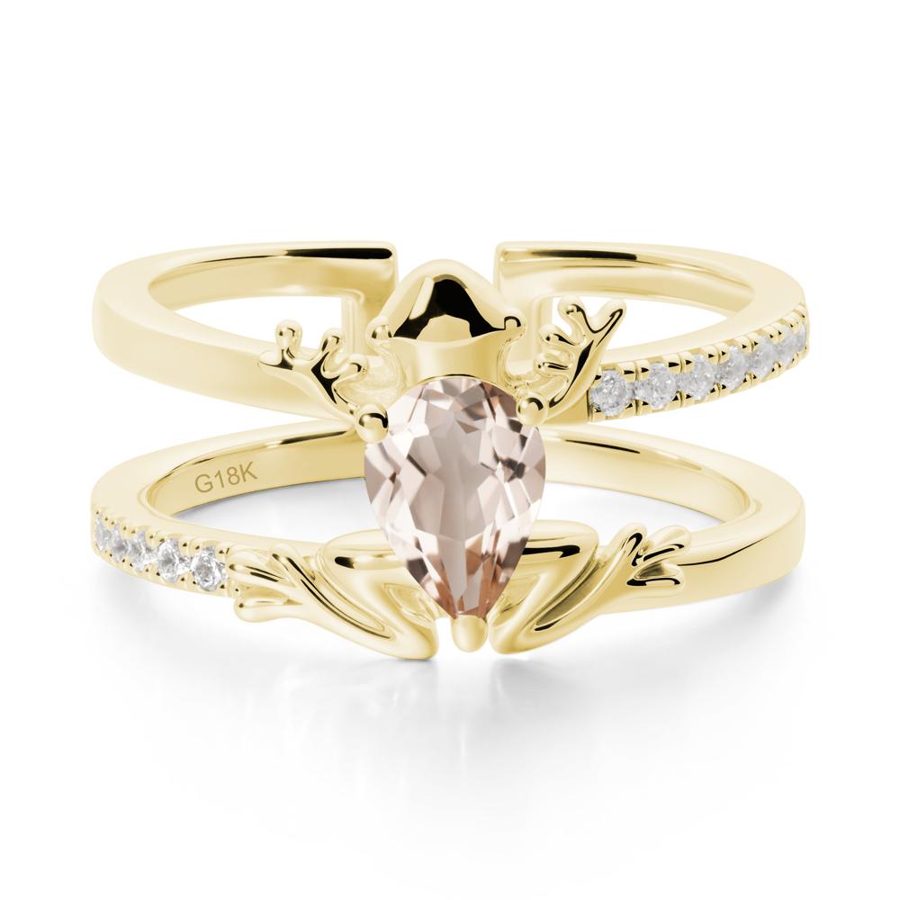 Pear Shaped Morganite Frog Open Ring - LUO Jewelry #metal_18k yellow gold