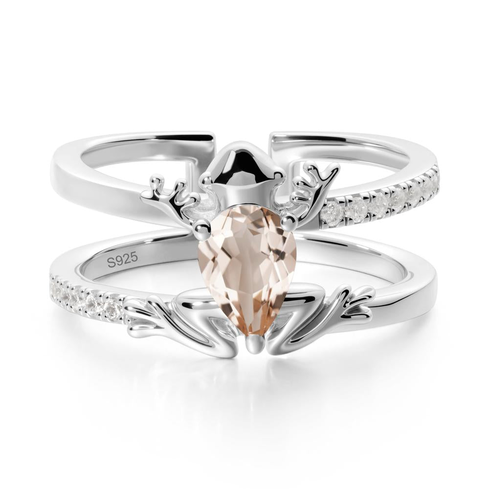 Pear Shaped Morganite Frog Open Ring - LUO Jewelry #metal_sterling silver