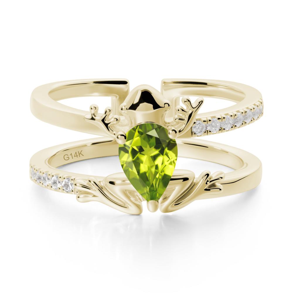 Peridot Frog Double Band Ring - LUO Jewelry #metal_14k yellow gold