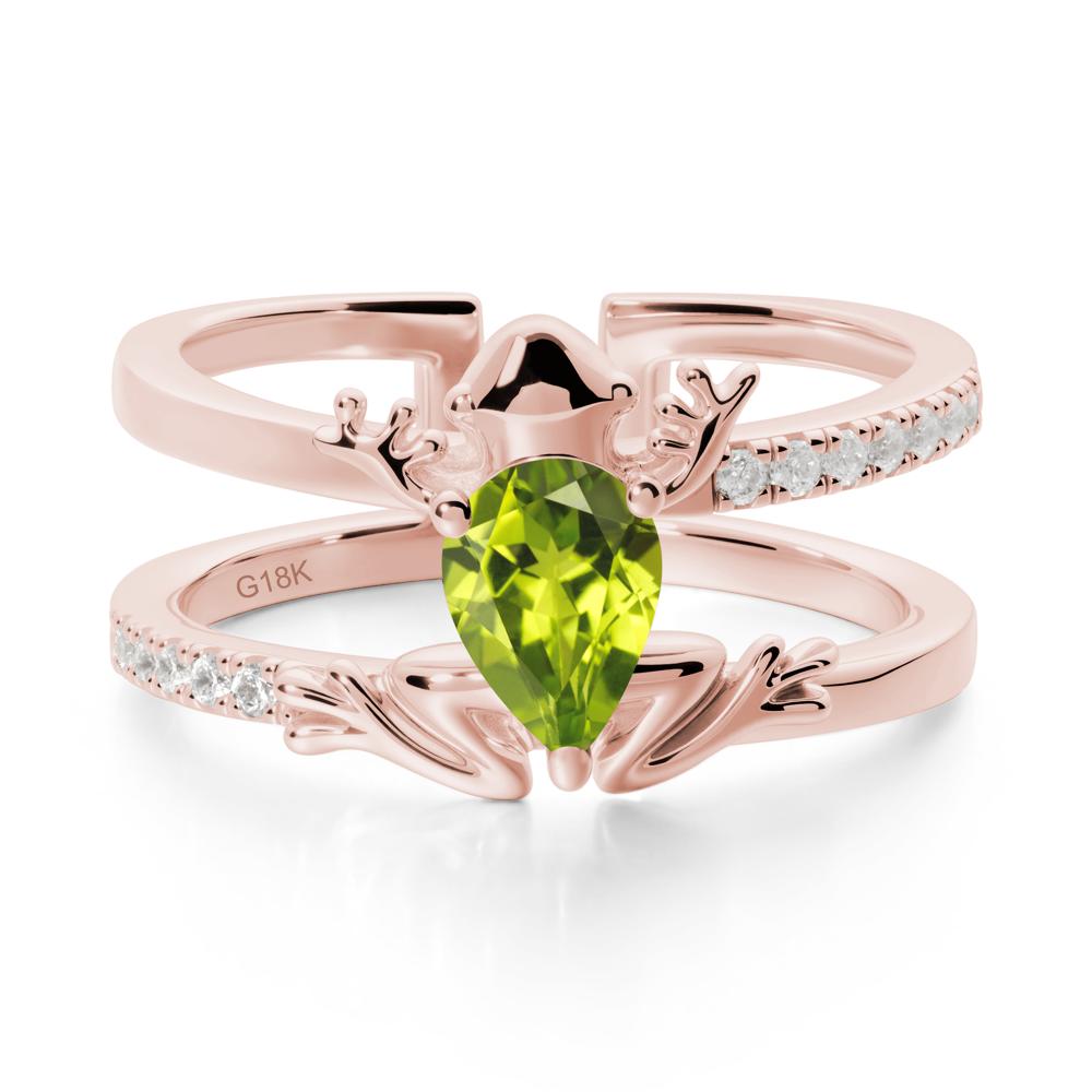 Peridot Frog Double Band Ring - LUO Jewelry #metal_18k rose gold