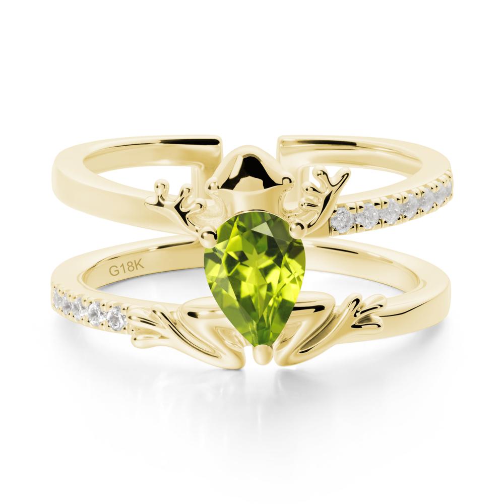 Peridot Frog Double Band Ring - LUO Jewelry #metal_18k yellow gold