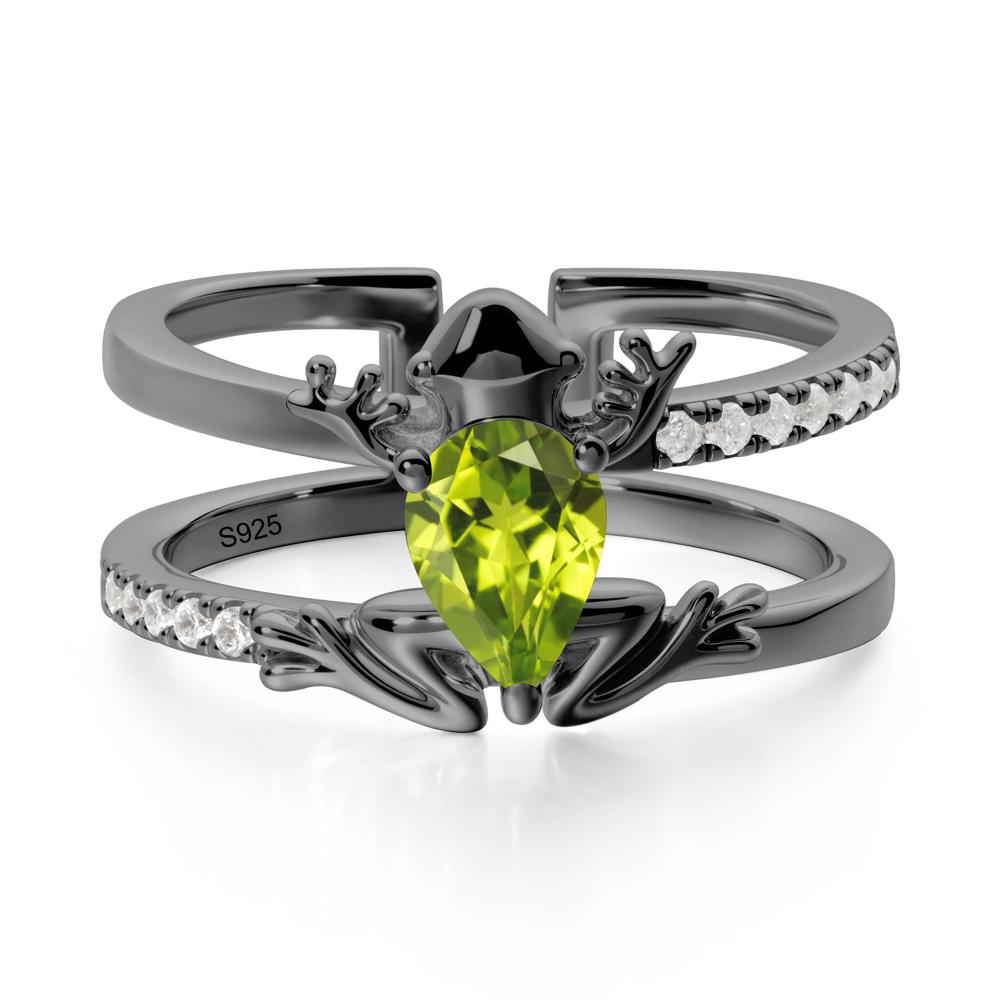 Peridot Frog Double Band Ring - LUO Jewelry #metal_black finish sterling silver