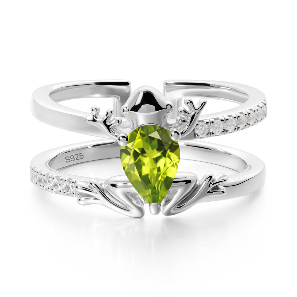 Peridot Frog Double Band Ring - LUO Jewelry #metal_sterling silver