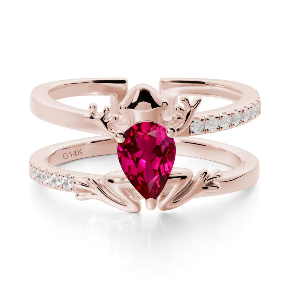 Ruby Frog Double Band Ring - LUO Jewelry #metal_14k rose gold