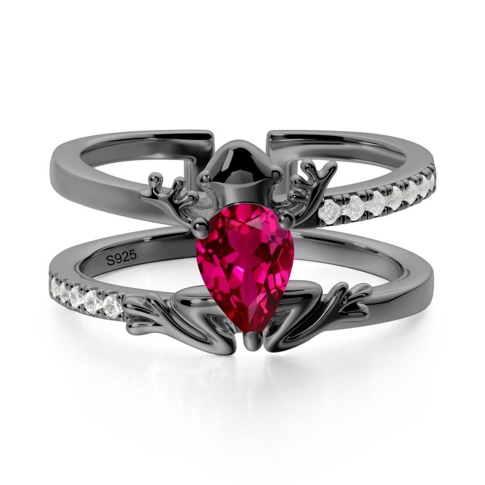 Ruby Frog Double Band Ring - LUO Jewelry #metal_black finish sterling silver