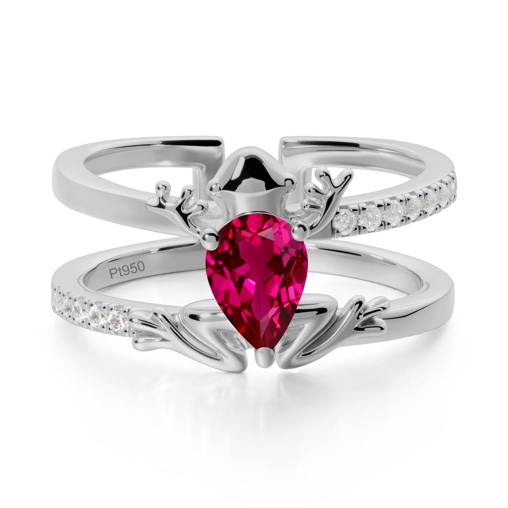 Ruby Frog Double Band Ring - LUO Jewelry #metal_platinum
