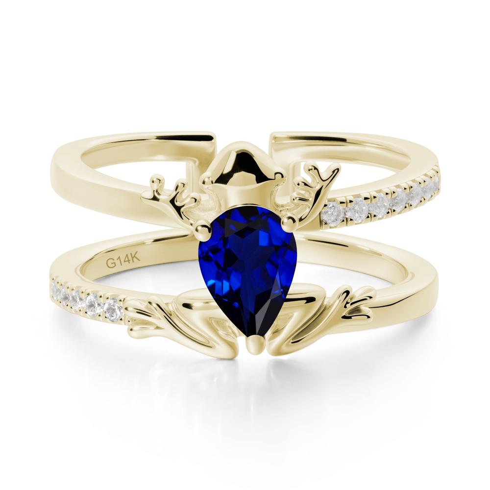 Pear Shaped Sapphire Frog Open Ring - LUO Jewelry #metal_14k yellow gold