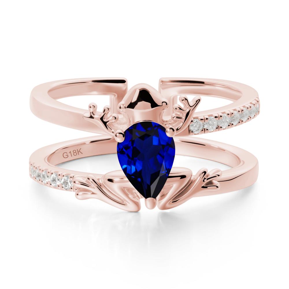 Pear Shaped Sapphire Frog Open Ring - LUO Jewelry #metal_18k rose gold