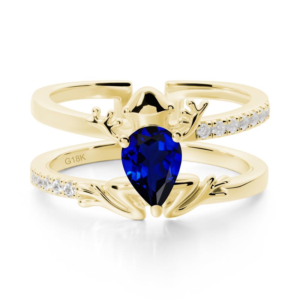Pear Shaped Sapphire Frog Open Ring - LUO Jewelry #metal_18k yellow gold