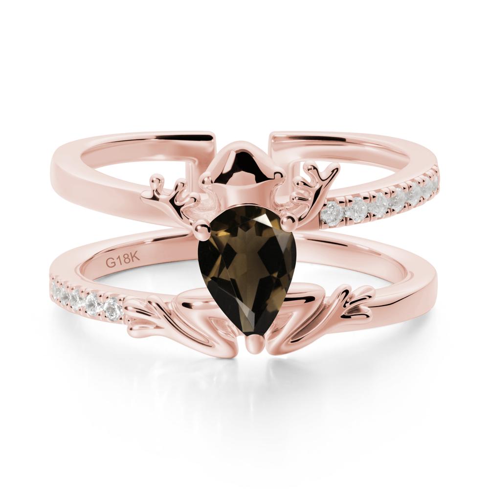 Smoky Quartz Frog Double Band Ring - LUO Jewelry #metal_18k rose gold