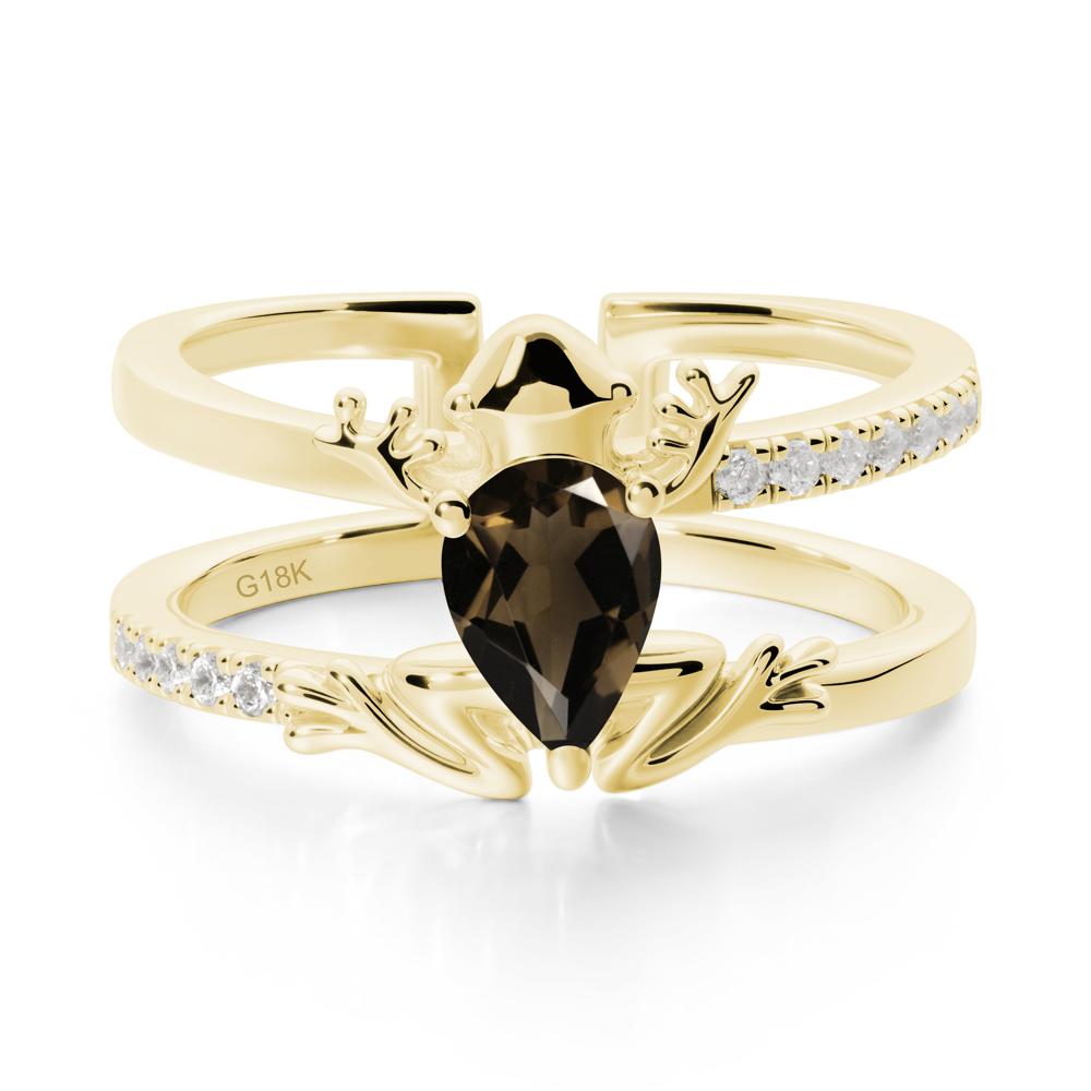 Smoky Quartz Frog Double Band Ring - LUO Jewelry #metal_18k yellow gold