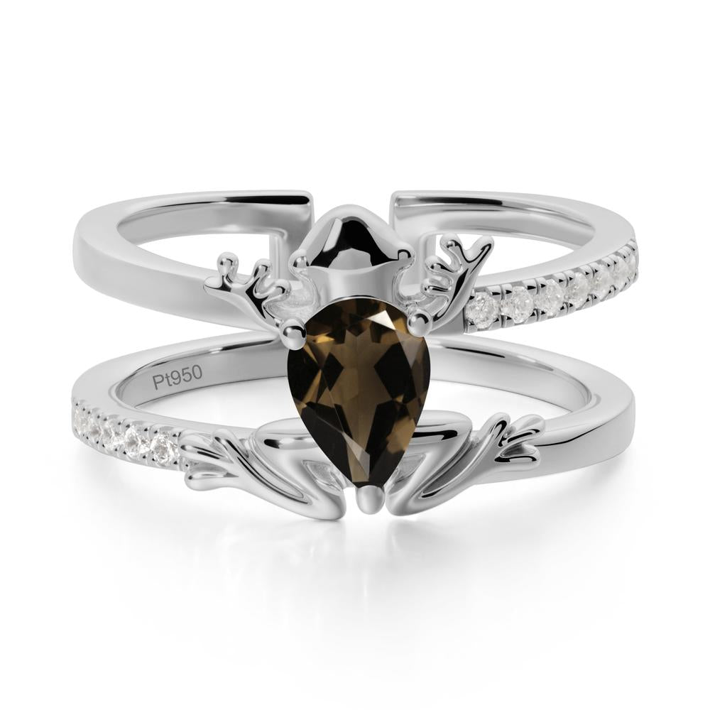 Smoky Quartz Frog Double Band Ring - LUO Jewelry #metal_platinum