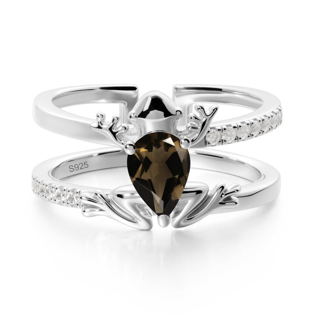 Smoky Quartz Frog Double Band Ring - LUO Jewelry #metal_sterling silver