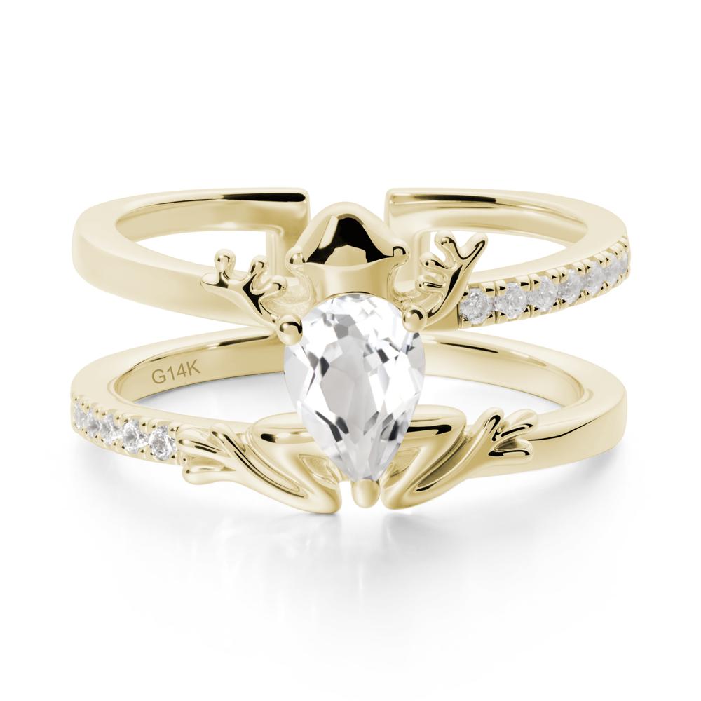 White Topaz Frog Double Band Ring - LUO Jewelry #metal_14k yellow gold