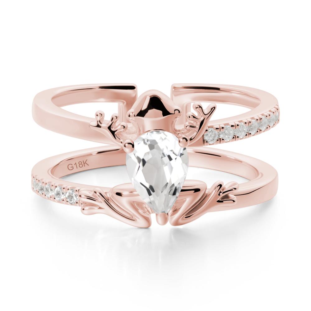 White Topaz Frog Double Band Ring - LUO Jewelry #metal_18k rose gold
