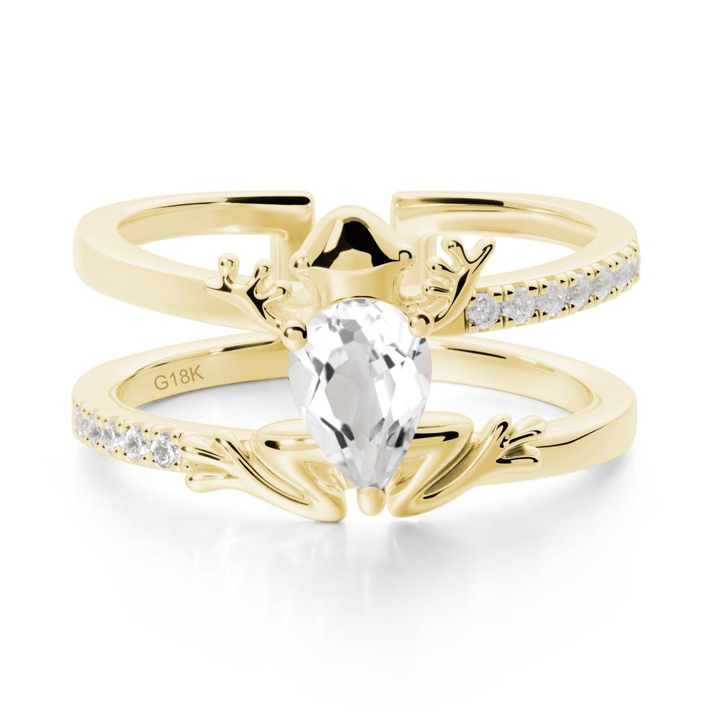 White Topaz Frog Double Band Ring - LUO Jewelry #metal_18k yellow gold