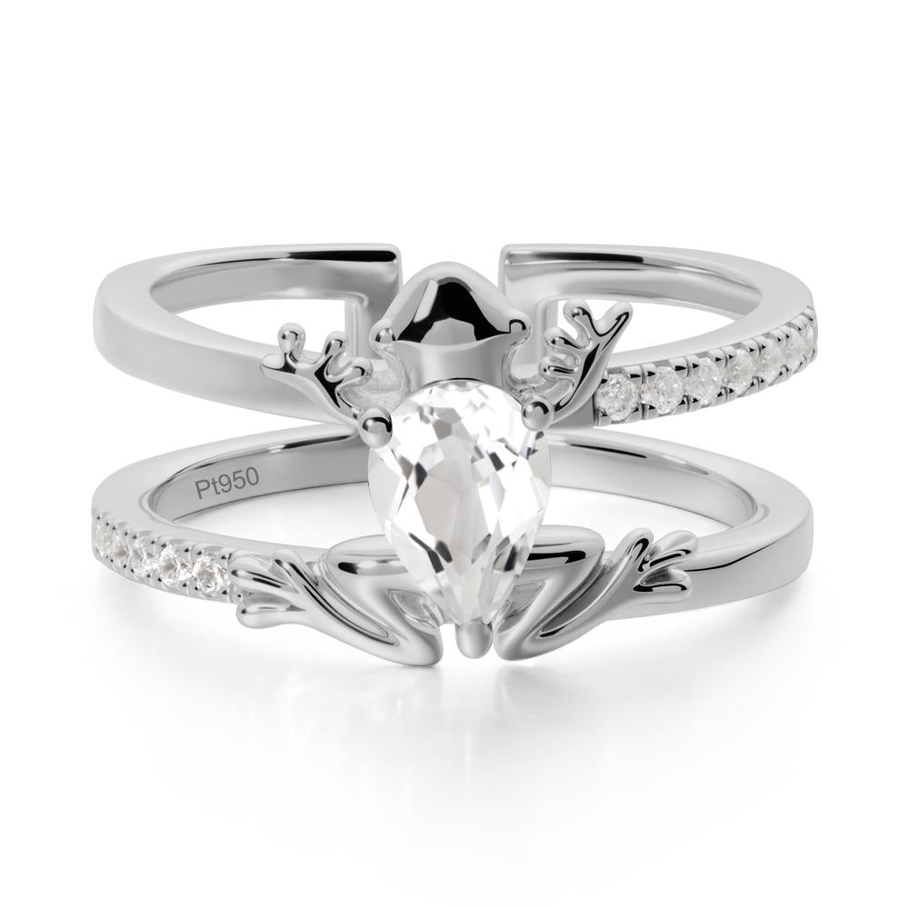 White Topaz Frog Double Band Ring - LUO Jewelry #metal_platinum