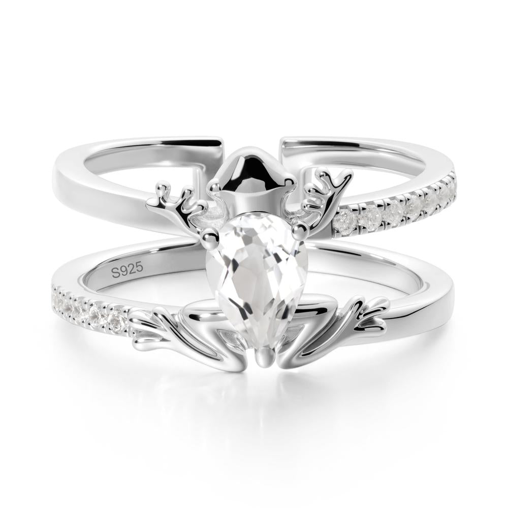 White Topaz Frog Double Band Ring - LUO Jewelry #metal_sterling silver