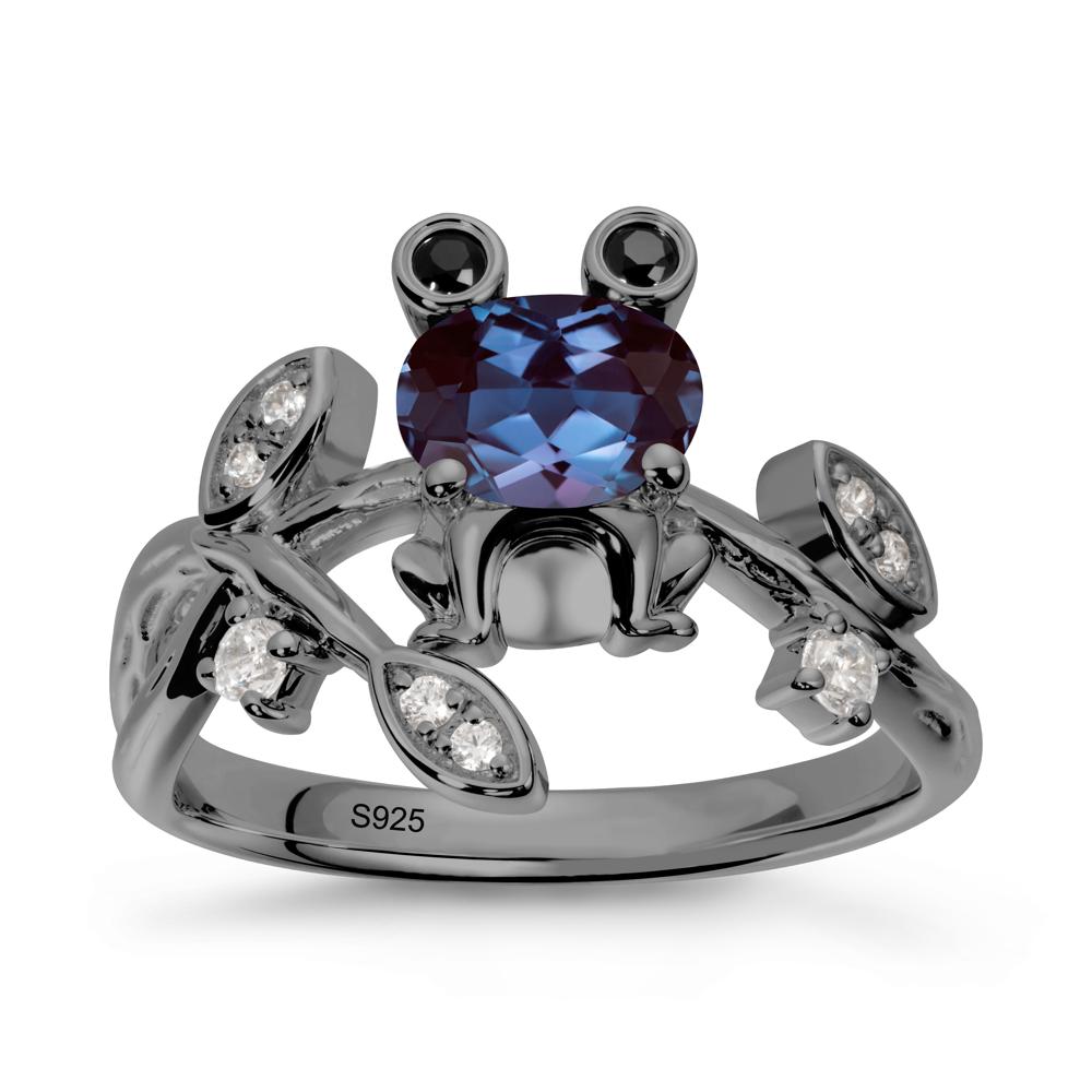 Oval Shaped Alexandrite Frog Ring - LUO Jewelry #metal_black finish sterling silver