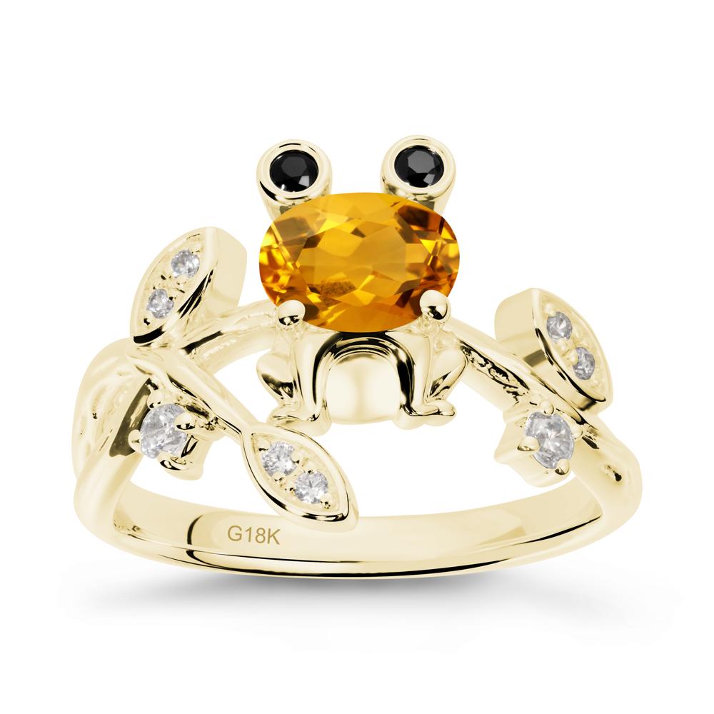 Citrine Frog Ring with Twisting Leaves and Branches - LUO Jewelry #metal_18k yellow gold