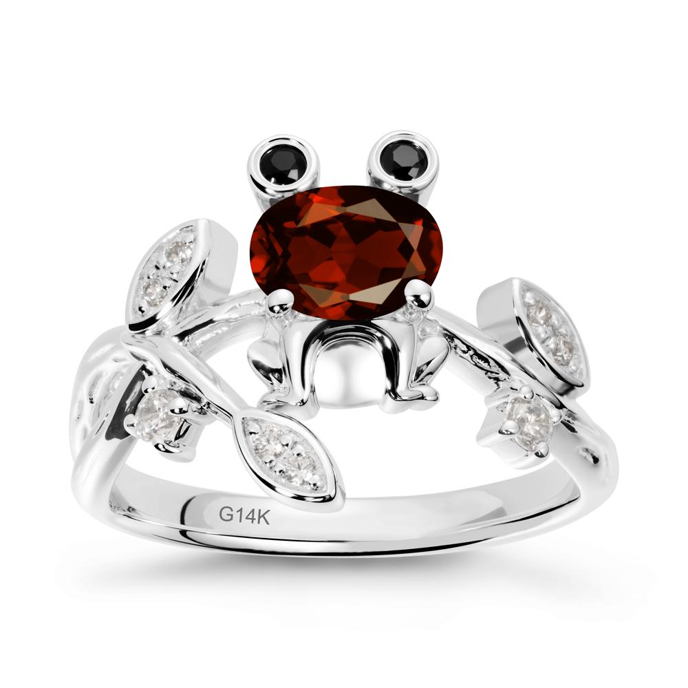 Oval Shaped Garnet Frog Ring - LUO Jewelry #metal_14k white gold