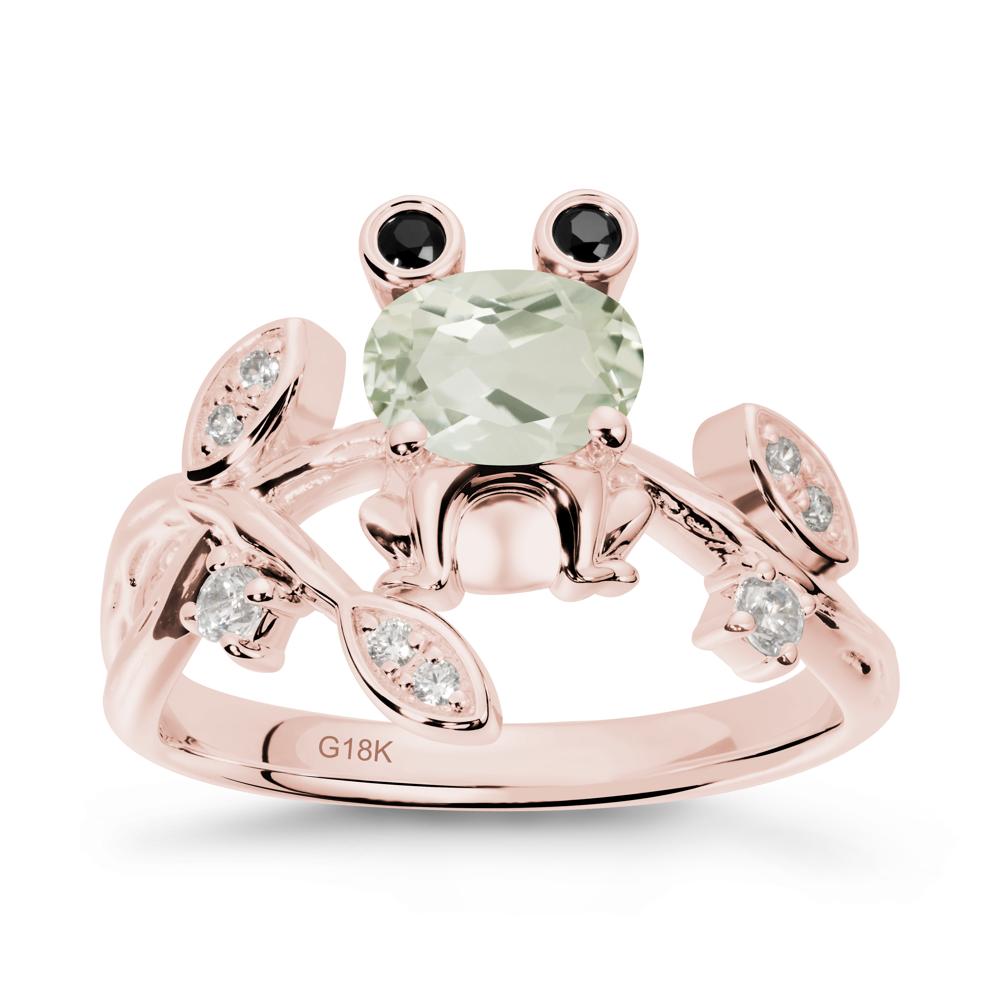 Green Amethyst Frog Ring with Twisting Leaves and Branches - LUO Jewelry #metal_18k rose gold