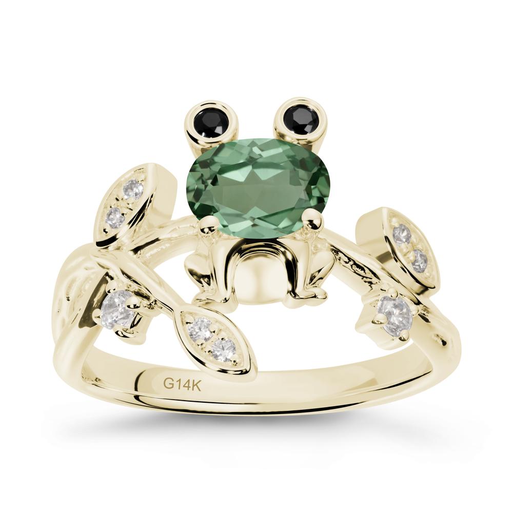 Oval Shaped Green Sapphire Frog Ring - LUO Jewelry #metal_14k yellow gold