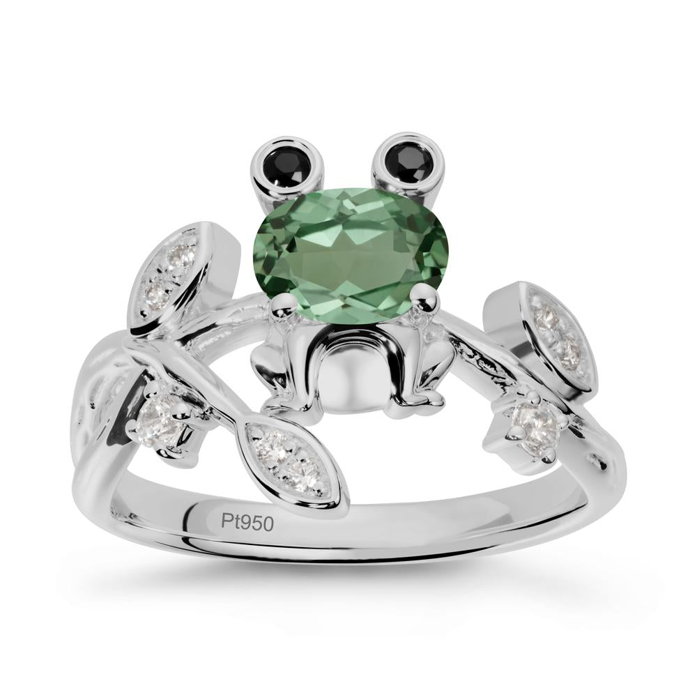 Oval Shaped Green Sapphire Frog Ring - LUO Jewelry #metal_platinum