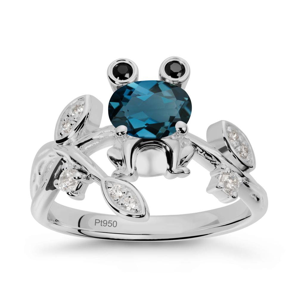 Oval Shaped London Blue Topaz Frog Ring - LUO Jewelry #metal_platinum
