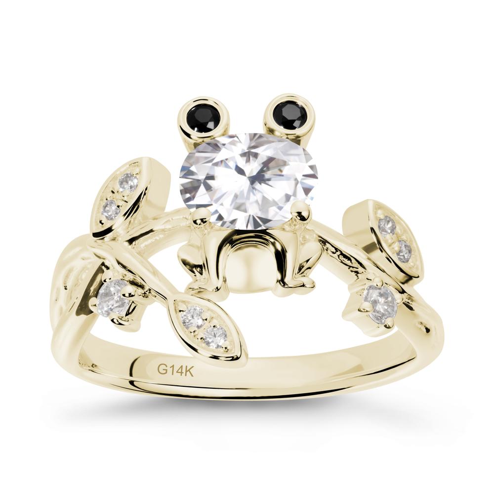 Moissanite Frog Ring with Twisting Leaves and Branches - LUO Jewelry #metal_14k yellow gold