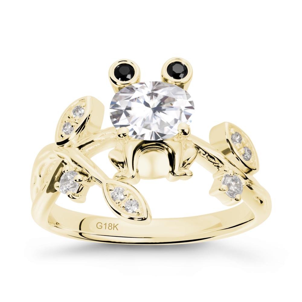 Moissanite Frog Ring with Twisting Leaves and Branches - LUO Jewelry #metal_18k yellow gold