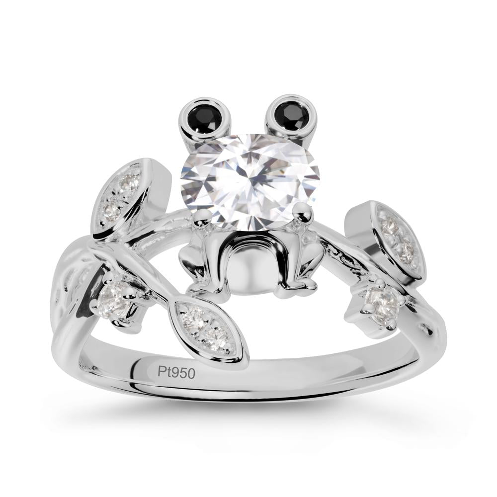 Moissanite Frog Ring with Twisting Leaves and Branches - LUO Jewelry #metal_platinum