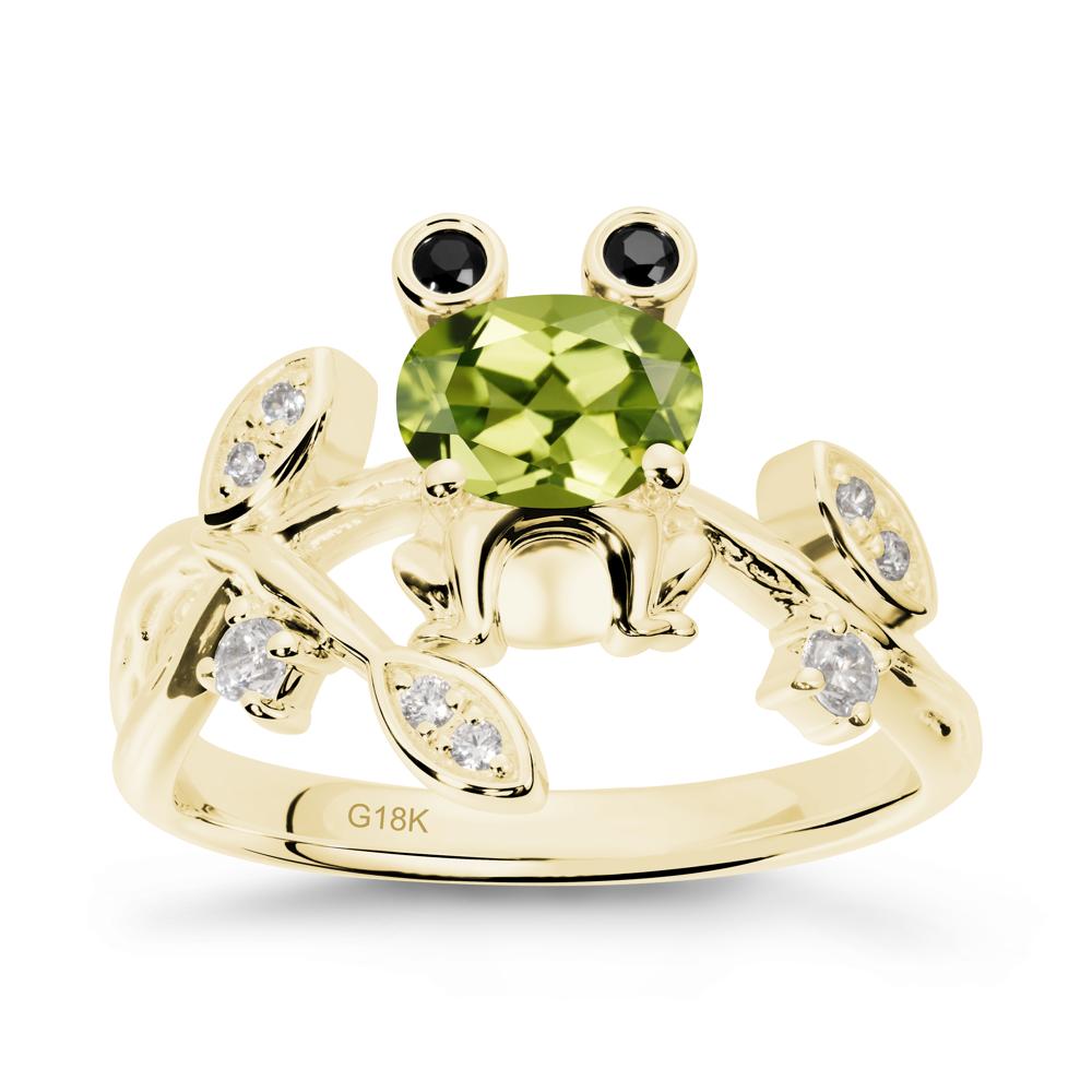 Oval Shaped Peridot Frog Ring - LUO Jewelry #metal_18k yellow gold