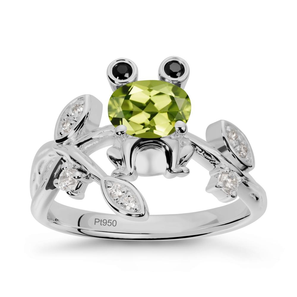 Oval Shaped Peridot Frog Ring - LUO Jewelry #metal_platinum