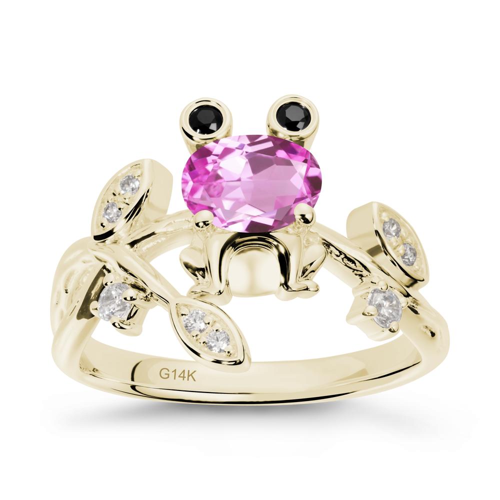 Oval Shaped Pink Sapphire Frog Ring - LUO Jewelry #metal_14k yellow gold