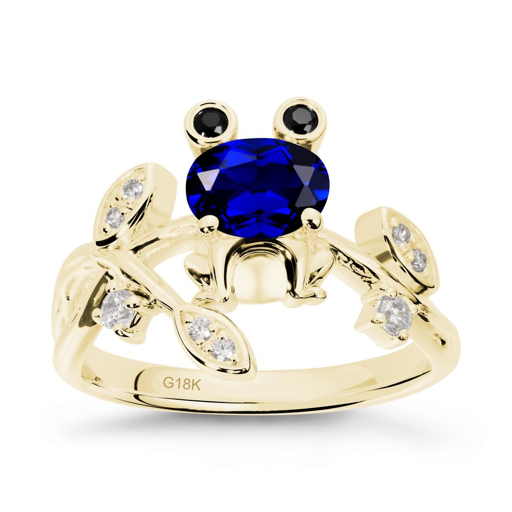 Oval Shaped Sapphire Frog Ring - LUO Jewelry #metal_18k yellow gold