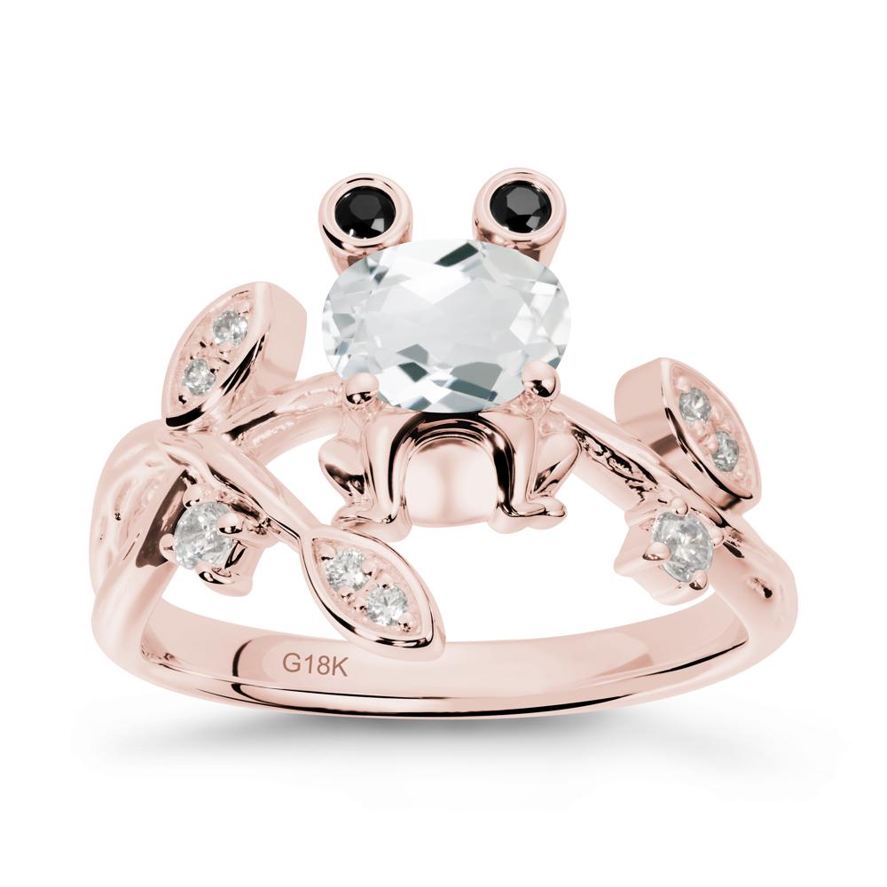 White Topaz Frog Ring with Twisting Leaves and Branches - LUO Jewelry #metal_18k rose gold