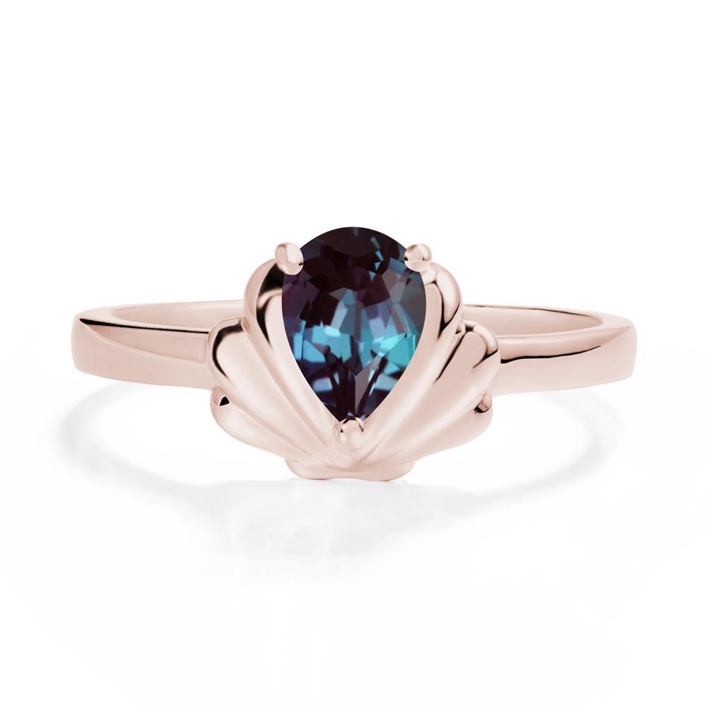 Pear Alexandrite Shell Engagement Ring - LUO Jewelry #metal_14k rose gold