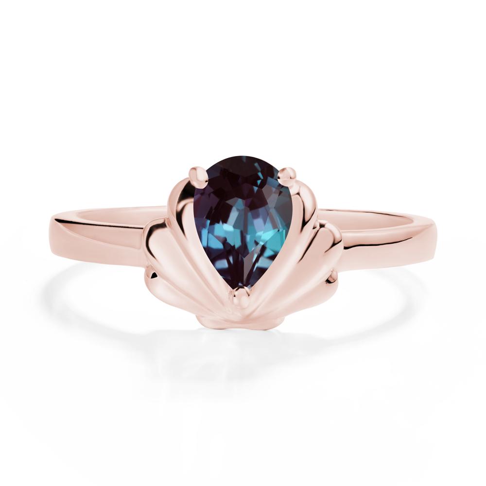 Pear Alexandrite Shell Engagement Ring - LUO Jewelry #metal_18k rose gold