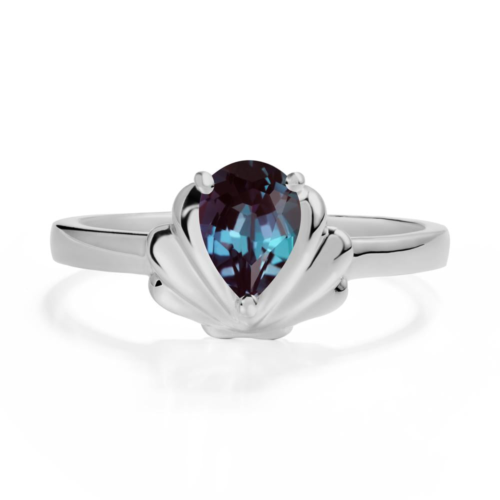 Pear Alexandrite Shell Engagement Ring - LUO Jewelry #metal_platinum