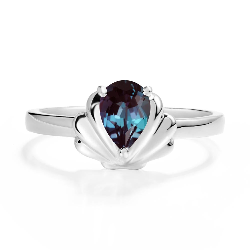 Pear Alexandrite Shell Engagement Ring - LUO Jewelry #metal_sterling silver