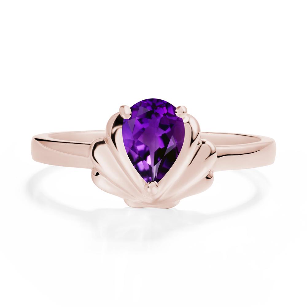 Shell Amethyst Promise Ring - LUO Jewelry #metal_14k rose gold