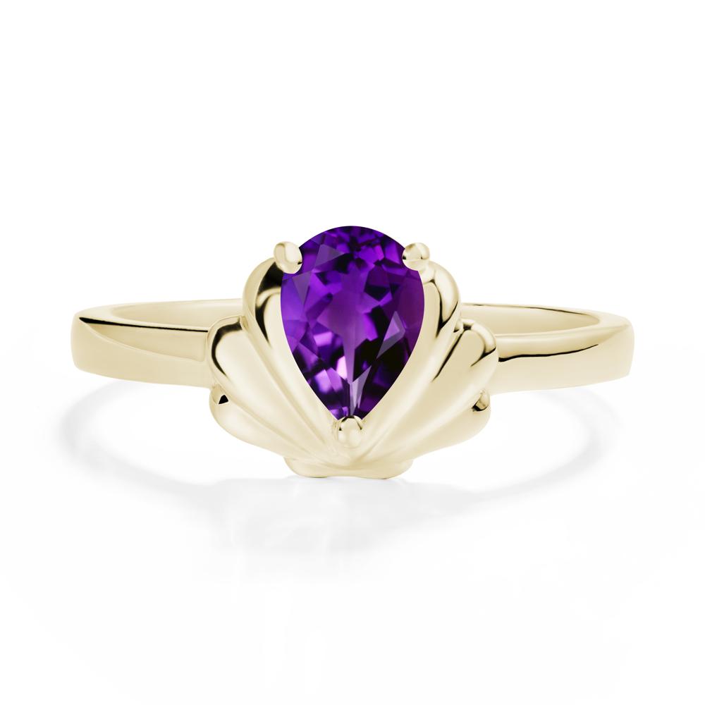 Shell Amethyst Promise Ring - LUO Jewelry #metal_14k yellow gold