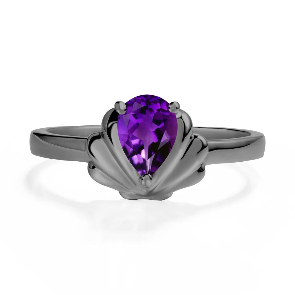 Shell Amethyst Promise Ring - LUO Jewelry #metal_black finish sterling silver