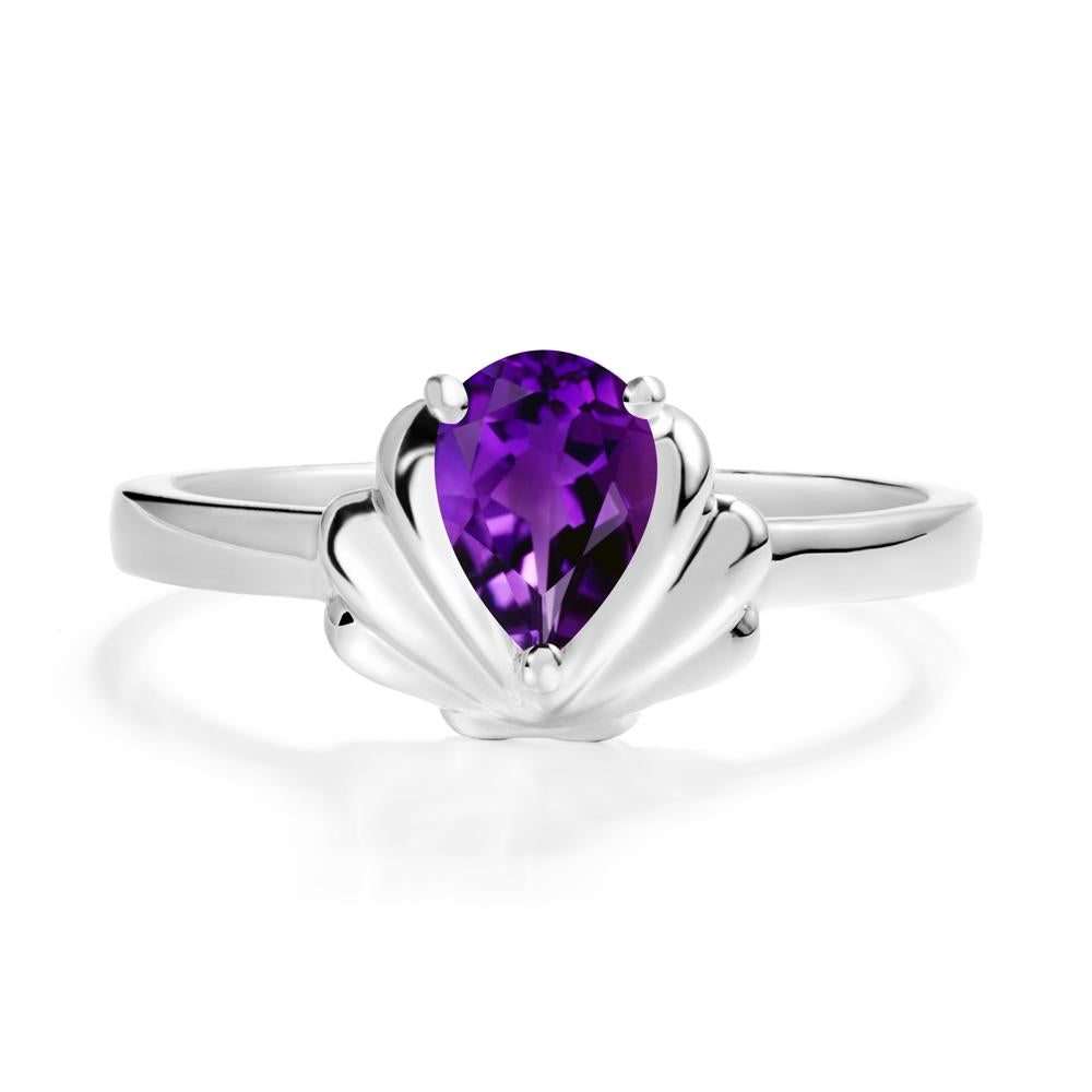 Shell Amethyst Promise Ring - LUO Jewelry #metal_sterling silver