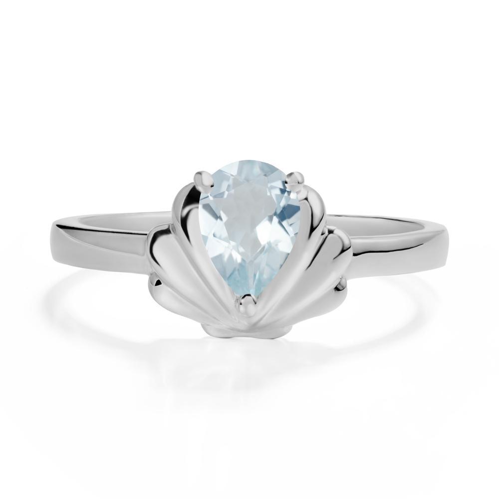 Pear Aquamarine Shell Engagement Ring - LUO Jewelry #metal_platinum