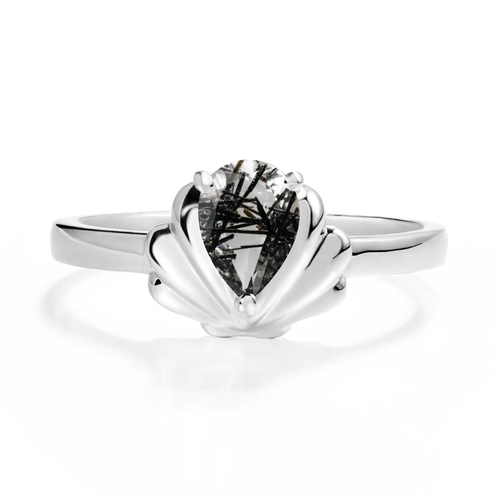 Shell Black Rutilated Quartz Promise Ring - LUO Jewelry #metal_sterling silver